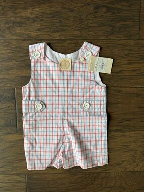 NWT TBBC Coral and Light Blue Plaid Sleeveless  Jon Jon